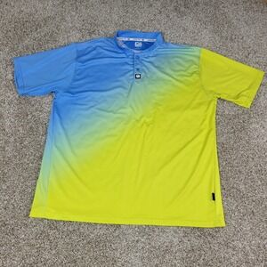 Greater Half Mens XL Blue Yellow Performance Stretch Blade Collar Polo SS